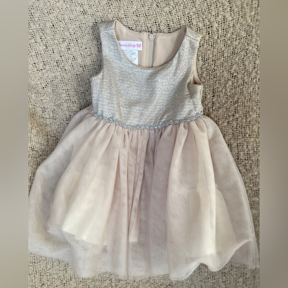 Silver and Cream Sleeveless Dress